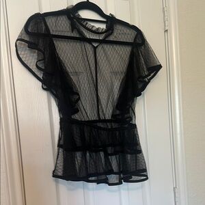 Black Sheer Ruffle Top